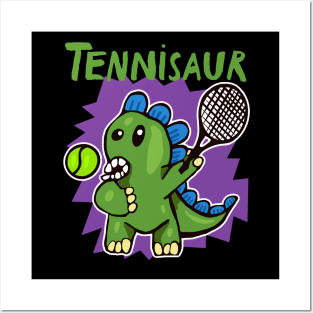 Tennisaur - Dinosaur Playing Tennis Posters and Art